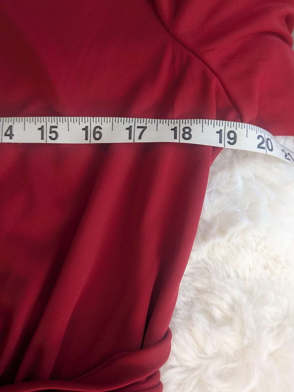 Lauren Ralph Lauren Red Ruched Draped Midi Dress Size 16 3/4 Sleeve - Picture 8 of 13